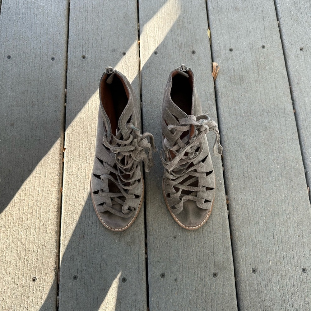 Lace-Up Suede Sandals